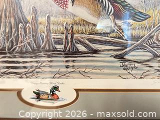 MaxSold Auction: Limited Edition Jake Taylor Framed Print — Wood Ducks (Large, Brown Frame) - Wake Forest (North Carolina, USA) PARTNER MANAGED Downsizing Online Auction - Wait Avenue