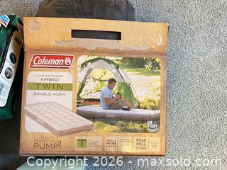 MaxSold Auction: Lot: Airbed, Sleeping Bag, Camping Picnic Set & Other Gear - Wake Forest (North Carolina, USA) PARTNER MANAGED Downsizing Online Auction - Wait Avenue