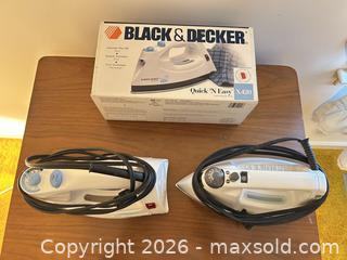 MaxSold Auction: Lot of 2 Corded Steam Irons: Proctor-Silex X420 & B&D 17109 - Wake Forest (North Carolina, USA) PARTNER MANAGED Downsizing Online Auction - Wait Avenue