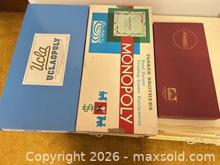 MaxSold Auction: Lot of 3 Vintage Board Games: Monopoly, UCLA-opoly, Scrabble - Wake Forest (North Carolina, USA) PARTNER MANAGED Downsizing Online Auction - Wait Avenue