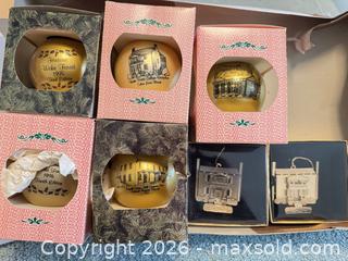 MaxSold Auction: Lot of 7 Historic Wake Forest Collectible Ornaments - Wake Forest (North Carolina, USA) PARTNER MANAGED Downsizing Online Auction - Wait Avenue
