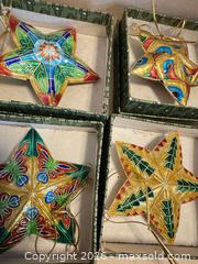 MaxSold Auction: Lot of 8 Cloisonné-Style Metal Christmas Ornaments - Wake Forest (North Carolina, USA) PARTNER MANAGED Downsizing Online Auction - Wait Avenue