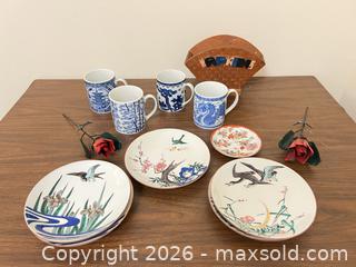 MaxSold Auction: Mixed Lot Blue & White Oriental Porcelain Plates, Mugs & Home Decor - Wake Forest (North Carolina, USA) PARTNER MANAGED Downsizing Online Auction - Wait Avenue