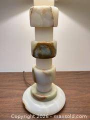 MaxSold Auction: Onyx Stone Table Lamp with Tapered Octagonal Shade - Wake Forest (North Carolina, USA) PARTNER MANAGED Downsizing Online Auction - Wait Avenue