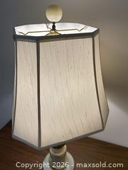 MaxSold Auction: Onyx Stone Table Lamp with Tapered Octagonal Shade - Wake Forest (North Carolina, USA) PARTNER MANAGED Downsizing Online Auction - Wait Avenue