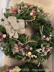 MaxSold Auction: Pair of 18" Artificial Christmas/Winter & Autumn Wreaths - Wake Forest (North Carolina, USA) PARTNER MANAGED Downsizing Online Auction - Wait Avenue