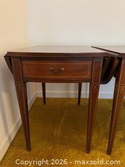 MaxSold Auction: Pair of Drop Leaf End Tables / Side Tables with Drawer - Wake Forest (North Carolina, USA) PARTNER MANAGED Downsizing Online Auction - Wait Avenue