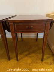 MaxSold Auction: Pair of Drop Leaf End Tables / Side Tables with Drawer - Wake Forest (North Carolina, USA) PARTNER MANAGED Downsizing Online Auction - Wait Avenue