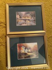 MaxSold Auction: Pair of Framed Wall Art Landscapes in Gold Frames, 8 x 10 - Wake Forest (North Carolina, USA) PARTNER MANAGED Downsizing Online Auction - Wait Avenue