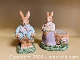 MaxSold Auction: Pair of Small Pastel Easter Rabbit Figurines - Wake Forest (North Carolina, USA) PARTNER MANAGED Downsizing Online Auction - Wait Avenue