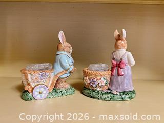 MaxSold Auction: Pair of Small Pastel Easter Rabbit Figurines - Wake Forest (North Carolina, USA) PARTNER MANAGED Downsizing Online Auction - Wait Avenue