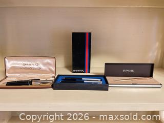 MaxSold Auction: Parker & Sheaffer Pens, Lot of 4–6 with Original Boxes - Wake Forest (North Carolina, USA) PARTNER MANAGED Downsizing Online Auction - Wait Avenue