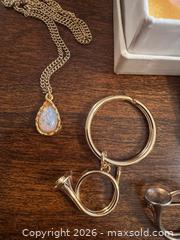 MaxSold Auction: Pink Bead Necklace with Opalescent Teardrop and Matching Brooch/Pin - Wake Forest (North Carolina, USA) PARTNER MANAGED Downsizing Online Auction - Wait Avenue