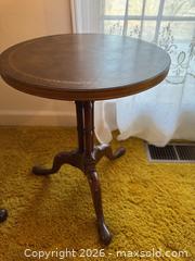 MaxSold Auction: Queen Anne Solid Wood Occasional Table, Mahogany Finish, 20in H - Wake Forest (North Carolina, USA) PARTNER MANAGED Downsizing Online Auction - Wait Avenue