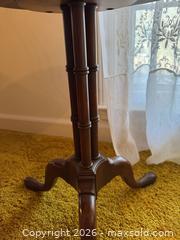 MaxSold Auction: Queen Anne Solid Wood Occasional Table, Mahogany Finish, 20in H - Wake Forest (North Carolina, USA) PARTNER MANAGED Downsizing Online Auction - Wait Avenue