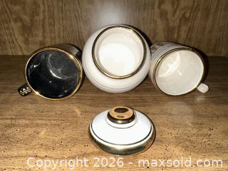 MaxSold Auction: Set of 3 Small Greek Figural Frieze Mugs/Vases - Wake Forest (North Carolina, USA) PARTNER MANAGED Downsizing Online Auction - Wait Avenue