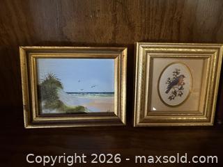 MaxSold Auction: Set of 4 Framed Miniature Landscape & Bird Artwork - Wake Forest (North Carolina, USA) PARTNER MANAGED Downsizing Online Auction - Wait Avenue