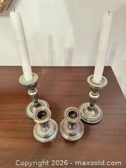 MaxSold Auction: Set of 4 Silver-Plated Victorian Candlesticks - Wake Forest (North Carolina, USA) PARTNER MANAGED Downsizing Online Auction - Wait Avenue
