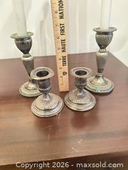 MaxSold Auction: Set of 4 Silver-Plated Victorian Candlesticks - Wake Forest (North Carolina, USA) PARTNER MANAGED Downsizing Online Auction - Wait Avenue