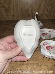 MaxSold Auction: Set of 5 Porcelain Floral Trinket Dishes - Made in China - Wake Forest (North Carolina, USA) PARTNER MANAGED Downsizing Online Auction - Wait Avenue