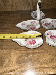 MaxSold Auction: Set of 5 Porcelain Floral Trinket Dishes - Made in China - Wake Forest (North Carolina, USA) PARTNER MANAGED Downsizing Online Auction - Wait Avenue