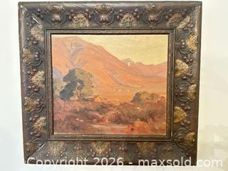 MaxSold Auction: Signed Framed Oil Painting — Landscape in Decorative Pressed Metal Frame - Wake Forest (North Carolina, USA) PARTNER MANAGED Downsizing Online Auction - Wait Avenue