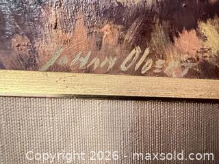 MaxSold Auction: Signed Oil on Canvas Landscape Painting, Framed - Wake Forest (North Carolina, USA) PARTNER MANAGED Downsizing Online Auction - Wait Avenue