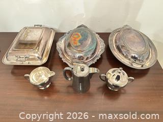 MaxSold Auction: Silver-Plated Victorian Style Tea and Serving Set - Wake Forest (North Carolina, USA) PARTNER MANAGED Downsizing Online Auction - Wait Avenue
