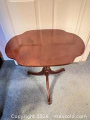 MaxSold Auction: Solid Wood Tripod Pedestal Side Accent Table, Traditional - Wake Forest (North Carolina, USA) PARTNER MANAGED Downsizing Online Auction - Wait Avenue