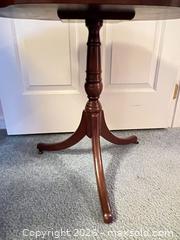MaxSold Auction: Solid Wood Tripod Pedestal Side Accent Table, Traditional - Wake Forest (North Carolina, USA) PARTNER MANAGED Downsizing Online Auction - Wait Avenue