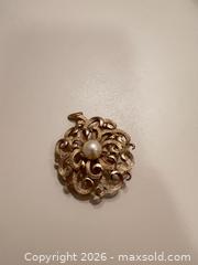 MaxSold Auction: Trifari Gold-Tone Brooch & Clip-On Earrings with Faux Pearls - Wake Forest (North Carolina, USA) PARTNER MANAGED Downsizing Online Auction - Wait Avenue