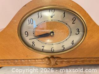 MaxSold Auction: Unknown Brand Tambour Mantel Clock, Light Honey Wood, 18–20 in - Wake Forest (North Carolina, USA) PARTNER MANAGED Downsizing Online Auction - Wait Avenue