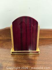 MaxSold Auction: Veneer Wood & Brass Mantel / Desk Clock — Quartz - Wake Forest (North Carolina, USA) PARTNER MANAGED Downsizing Online Auction - Wait Avenue