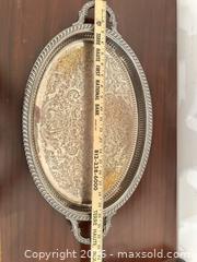 MaxSold Auction: Victorian-Style Silver Plated Serving Tray with Handles - Wake Forest (North Carolina, USA) PARTNER MANAGED Downsizing Online Auction - Wait Avenue