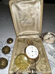 MaxSold Auction: Victorian/Early 20th C Military buttons, compass, Time piece, etclot - Wake Forest (North Carolina, USA) PARTNER MANAGED Downsizing Online Auction - Wait Avenue