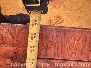 MaxSold Auction: Vintage Brown Wood-Tone Veneer Coffee Table, 48 in Wide - Wake Forest (North Carolina, USA) PARTNER MANAGED Downsizing Online Auction - Wait Avenue