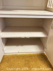 MaxSold Auction: Vintage Cream Off-White Bookshelf with Open Shelves and Cabinet Doors - Wake Forest (North Carolina, USA) PARTNER MANAGED Downsizing Online Auction - Wait Avenue