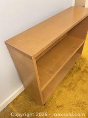 MaxSold Auction: Vintage Light Brown Wood Veneer Bookcase - Wake Forest (North Carolina, USA) PARTNER MANAGED Downsizing Online Auction - Wait Avenue