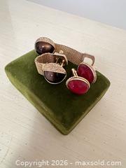 MaxSold Auction: Vintage/Retro Red Cufflinks — One Pair - Wake Forest (North Carolina, USA) PARTNER MANAGED Downsizing Online Auction - Wait Avenue
