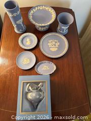 MaxSold Auction: Wedgwood Blue with White Relief China Lot - Wake Forest (North Carolina, USA) PARTNER MANAGED Downsizing Online Auction - Wait Avenue