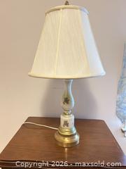 MaxSold Auction: White/Cream and Gold Table Lamp with Shade and Finial - Wake Forest (North Carolina, USA) PARTNER MANAGED Downsizing Online Auction - Wait Avenue