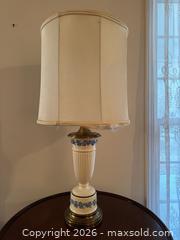 MaxSold Auction: White/Cream Table Lamp with Blue Decorative Band - Wake Forest (North Carolina, USA) PARTNER MANAGED Downsizing Online Auction - Wait Avenue