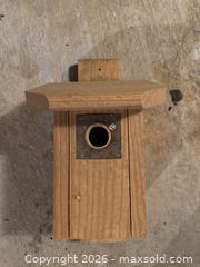 MaxSold Auction: Wooden Birdhouse, Natural Finish, Wall or Post Mount - Wake Forest (North Carolina, USA) PARTNER MANAGED Downsizing Online Auction - Wait Avenue