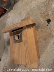 MaxSold Auction: Wooden Birdhouse, Natural Finish, Wall or Post Mount - Wake Forest (North Carolina, USA) PARTNER MANAGED Downsizing Online Auction - Wait Avenue