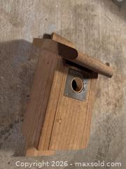 MaxSold Auction: Wooden Birdhouse, Natural Finish, Wall or Post Mount - Wake Forest (North Carolina, USA) PARTNER MANAGED Downsizing Online Auction - Wait Avenue
