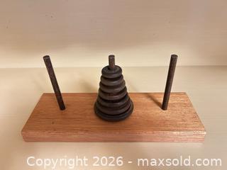 MaxSold Auction: Wooden Tower of Hanoi Puzzle - Wake Forest (North Carolina, USA) PARTNER MANAGED Downsizing Online Auction - Wait Avenue