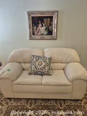 MaxSold Auction: Good Quality and Comfortable Off-White Leather 2 Seater Love Set (Lot 2 of 2) - Ajax (Ontario, Canada) PARTNER MANAGED Downsizing Online Auction - Grainger Crescent
