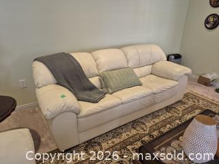 MaxSold Auction: Good Quality and Comfortable Off-White Leather 3 Seater Sofa (Lot 1 of 2) - Ajax (Ontario, Canada) PARTNER MANAGED Downsizing Online Auction - Grainger Crescent