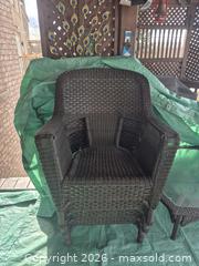 MaxSold Auction: Set of 4 Dark Brown Wicker Patio Chairs with Armrests - Ajax (Ontario, Canada) PARTNER MANAGED Downsizing Online Auction - Grainger