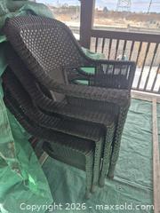 MaxSold Auction: Set of 4 Dark Brown Wicker Patio Chairs with Armrests - Ajax (Ontario, Canada) PARTNER MANAGED Downsizing Online Auction - Grainger